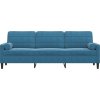 3místná pohovka s polštáři 210 cm samet [3278248] (Barva Modrá)