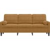 3místná pohovka s polštáři 180 cm samet [3278236] (Barva Hnědá)
