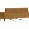3místná pohovka s polštáři 180 cm samet [3278236] (Barva Hnědá)