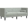 Pohovka Chesterfield s podhlavníky 2místná samet [372683] (Barva Světle šedá)