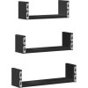 Nástěnné police 3 ks kompozitní dřevo [853309] (Barva Černá)