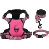 Postroj pro psy s vodítkem a obojkem nastavitelný L [4013394] (Barva Růžová)