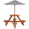 Piknikový stůl pro 4 děti se slunečníkem kulatý masivní jedle [3281622] (Barva Hnědá a modrá)