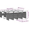 9dílný zahradní jídelní set s poduškami polyratan [3277694] (Barva Černá a krémová)