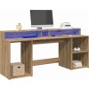 Psací stůl s LED světly 200x55x91 cm kompozitní dřevo [3309440] (Barva dub sonoma)