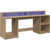 Psací stůl s LED světly 200x55x91 cm kompozitní dřevo [3309440] (Barva dub sonoma)