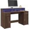 Psací stůl s LED světly 140 x 55 x 91 cm kompozitní dřevo [3309426] (Barva Hnědý dub)