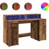 Psací stůl s LED světly 140 x 55 x 91 cm kompozitní dřevo [3309426] (Barva Hnědý dub)