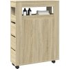 Úzká koupelnová skříňka na kolečkách kompozitní dřevo [855270] (Barva dub sonoma)