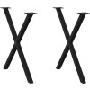 Nohy k jídelnímu stolu ve tvaru X, 2 ks, ocel, 80 x (72-73) cm, ocel [4012982] (Barva Antracitová)