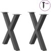 Nohy k jídelnímu stolu ve tvaru X, 2 ks, ocel, 80 x (72-73) cm, ocel [4012982] (Barva Antracitová)