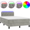Box spring postel s matrací a LED 120 x 190 cm samet [3270175] (Barva Tmavě moddrá)