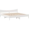 Rám postele s čelem 200 x 200 cm masivní borové dřevo [3306292] (Barva Bílá)