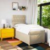 Box spring postel s matrací 100 x 200 cm textil [3291198] (Barva Světle šedá)
