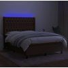 Box spring postel s matrací a LED 140x200 cm textil [3138560] (Barva Tmavě hnědá)