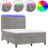 Box spring postel s matrací a LED 140x200 cm samet [3136305] (Barva Světle šedá)