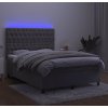 Box spring postel s matrací a LED 140x200 cm samet [3136305] (Barva Světle šedá)