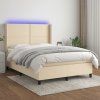 Box spring postel s matrací a LED 140x200 cm textil [3138239] (Barva Černá)