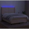 Box spring postel s matrací a LED 140x200 cm textil [3138239] (Barva Černá)