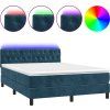 Box spring postel s matrací a LED 140x200 cm samet [3134588] (Barva Tmavě zelená)