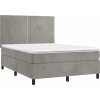 Box spring postel s matrací a LED 140x200 cm samet [3136065] (Barva Světle šedá)