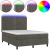 Box spring postel s matrací a LED 140x200 cm samet [3136065] (Barva Světle šedá)