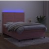 Box spring postel s matrací a LED 140x200 cm samet [3136065] (Barva Světle šedá)