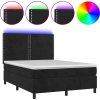 Box spring postel s matrací a LED 140x200 cm samet [3136065] (Barva Světle šedá)
