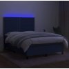 Box spring postel s matrací a LED 140x200 cm textil [3134803] (Barva Modrá)