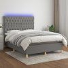 Box spring postel s matrací a LED 140x190 cm textil [3135669] (Barva Světle šedá)