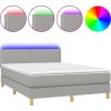 Box spring postel s matrací a LED 140x190 cm textil [3133629] (Barva Světle šedá)