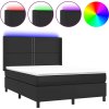 Box spring postel matrace a LED 140x190cm umělá kůže [3139319] (Barva Černá)