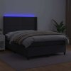 Box spring postel matrace a LED 140x190cm umělá kůže [3139319] (Barva Černá)