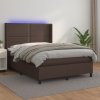 Box spring postel matrace a LED 140x190cm umělá kůže [3139319] (Barva Černá)