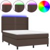 Box spring postel matrace a LED 140x190cm umělá kůže [3139319] (Barva Černá)