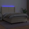 Box spring postel matrace a LED 140x190cm umělá kůže [3139319] (Barva Černá)