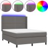 Box spring postel matrace a LED 140x190cm umělá kůže [3139319] (Barva Černá)
