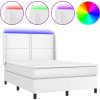 Box spring postel matrace a LED 140x190cm umělá kůže [3139319] (Barva Černá)