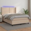 Box spring postel matrace a LED 140x190cm umělá kůže [3139319] (Barva Černá)