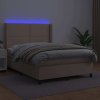 Box spring postel matrace a LED 140x190cm umělá kůže [3139319] (Barva Černá)