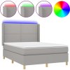 Box spring postel s matrací a LED 140x190 cm textil [3138789] (Barva Světle šedá)