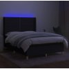 Box spring postel s matrací a LED 140x190 cm textil [3138789] (Barva Světle šedá)