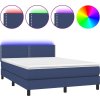 Box spring postel s matrací a LED 140x190 cm textil [3133075] (Barva Modrá)