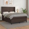 Box spring postel s matrací 140x190 cm umělá kůže [3132438] (Barva Hnědá)