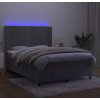 Box spring postel s matrací a LED 140x190 cm samet [3139500] (Barva Tmavě šedá)