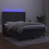 Box spring postel s matrací a LED 140x190 cm samet [3139500] (Barva Tmavě šedá)
