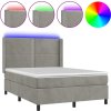 Box spring postel s matrací a LED 140x190 cm samet [3139500] (Barva Tmavě šedá)