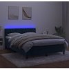 Box spring postel s matrací a LED 140x190 cm samet [3134583] (Barva Tmavě moddrá)