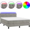 Box spring postel s matrací a LED 140x190 cm samet [3134583] (Barva Tmavě moddrá)