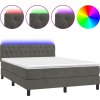 Box spring postel s matrací a LED 140x190 cm samet [3134583] (Barva Tmavě moddrá)